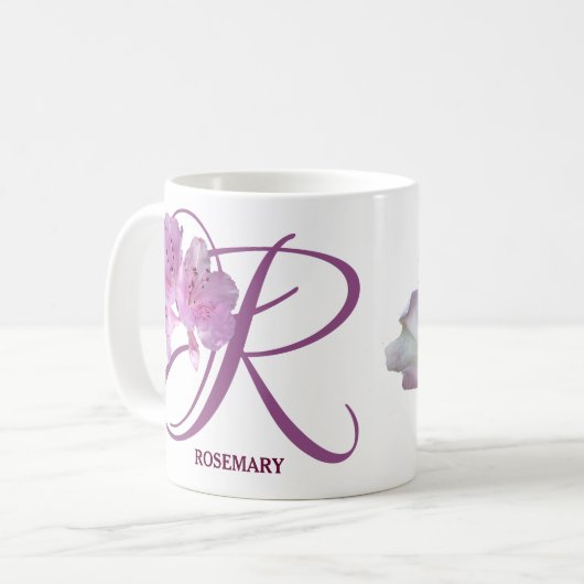 Rosemary name Pink Rosa Blume boho Kaffeetasse (Vorderseite Links)