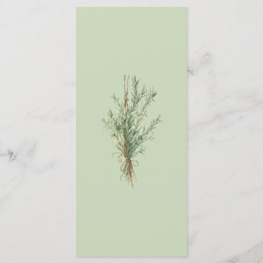 Rosemary Sage Green Rustic Menu Menükarte (Rückseite)