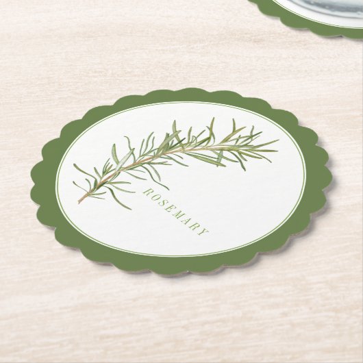ROSEMARY Scallop Round Untersetzer (+text) Grün (angewinkelt)