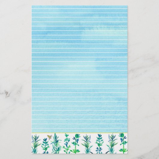 Rosemary Thyme Herbs Honeybee Blue Lined Briefpapier (Vorderseite)