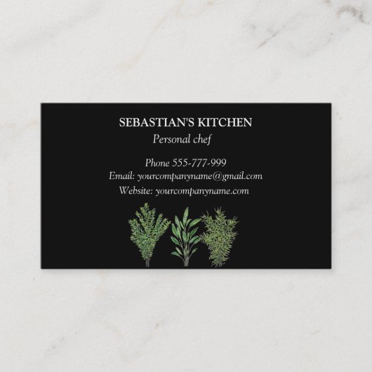 Rosemary Thyme Sage Herbs Koch Pots Visitenkarte (Vorderseite)