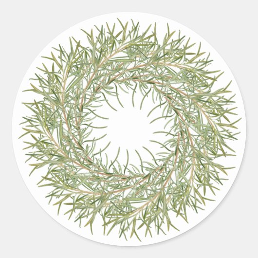 ROSEMARY WREATH Large Round Stickers (Vorderseite)