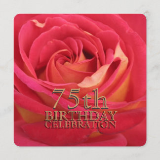 Rosen-75. Geburtstags-Feier-Gewohnheits-Einladung Einladung