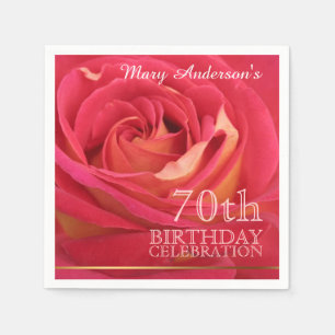 Rosen-80. Geburtstags-Feier-Papierservietten -2- Serviette