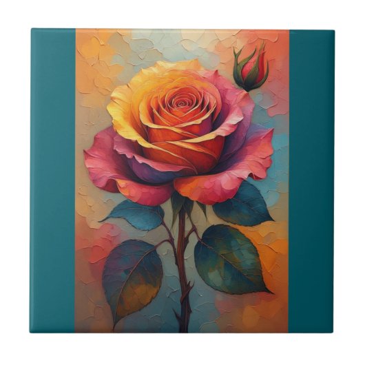 Rosen-Abstrakte Kunst Fliese (Vorderseite)