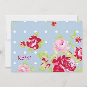 Rosen auf blauem Hochzeitsempfang RSVP Einladung