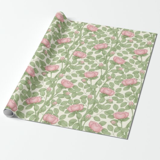Rosen auf Creme (groß) Geschenkpapier (Ungerollt)