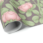 Rosen auf dunklem Pflaumen (groß) Geschenkpapier (Rolleneckpunkt)