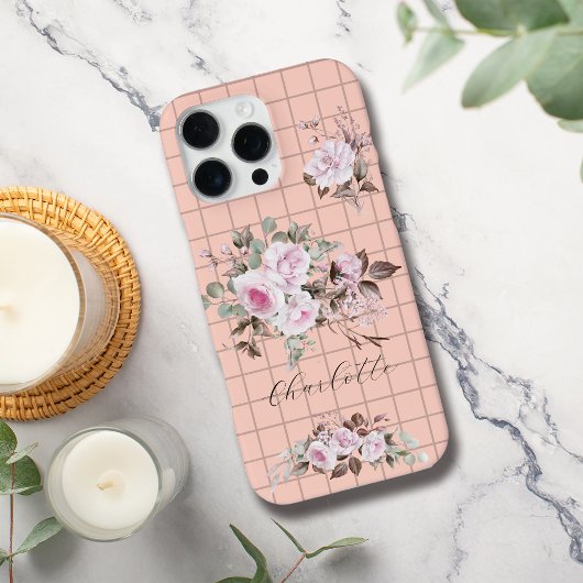 Rosen auf Gitternetz Personalisierter Name Iphone- iPhone Hülle