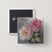 Rosen auf Grau Button (Vorne & Hinten)