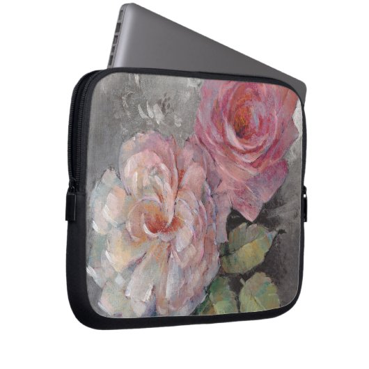 Rosen auf Grau Laptopschutzhülle (Vorne Rechts)