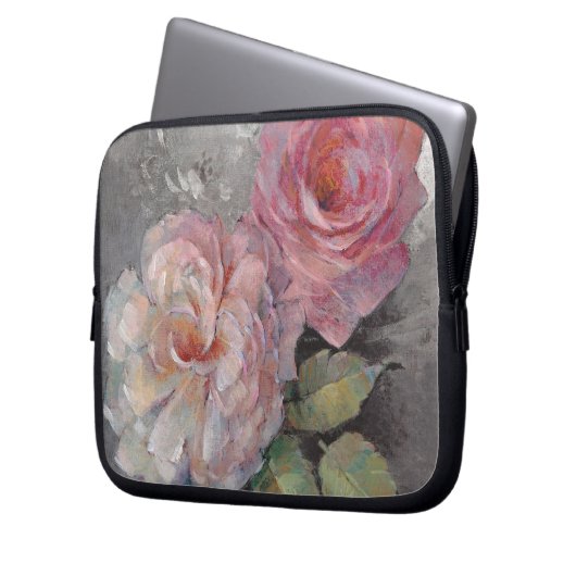 Rosen auf Grau Laptopschutzhülle (Vorderseite Links)