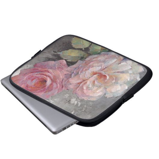 Rosen auf Grau Laptopschutzhülle (Vorne Knopf)