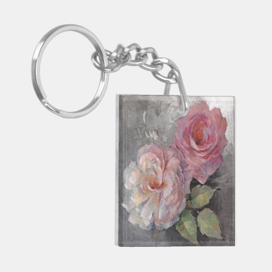 Rosen auf Grau Schlüsselanhänger (Vorderseite links)
