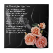 Rosen auf schwarzer Seide - Freund-Gedicht-Fliese Fliese (Vorderseite)