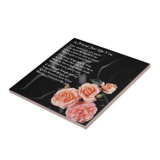 Rosen auf schwarzer Seide - Freund-Gedicht-Fliese Fliese (Seite)