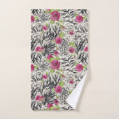 Rosen auf Tiermuster Badhandtuch Set (Handtuch)