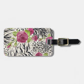 Rosen auf Tiermuster Gepäckanhänger (Vorderseite horizontal)