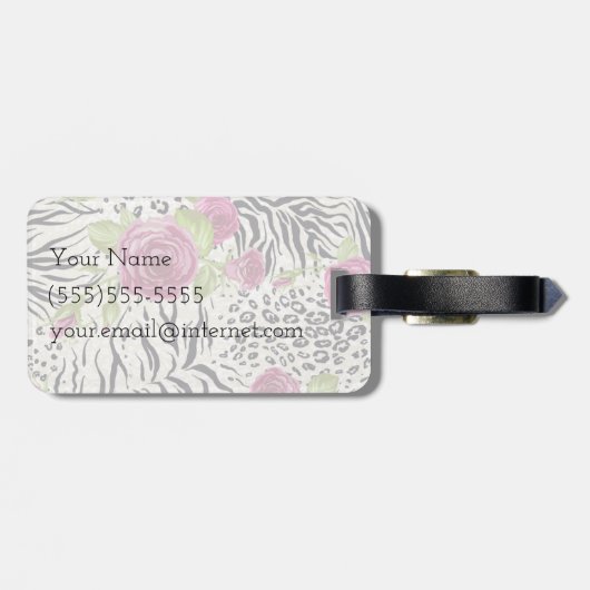 Rosen auf Tiermuster Gepäckanhänger (Rückseite horizontal)