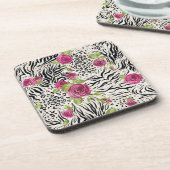 Rosen auf Tiermuster Getränkeuntersetzer (Linke Seite)