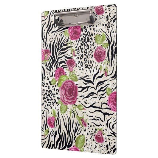 Rosen auf Tiermuster Klemmbrett (Links)