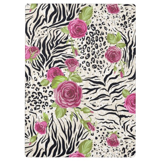 Rosen auf Tiermuster Klemmbrett (Rückseite)