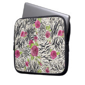 Rosen auf Tiermuster Laptopschutzhülle (Vorderseite Links)
