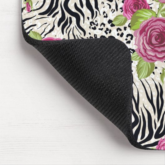 Rosen auf Tiermuster Mousepad (Ecke)