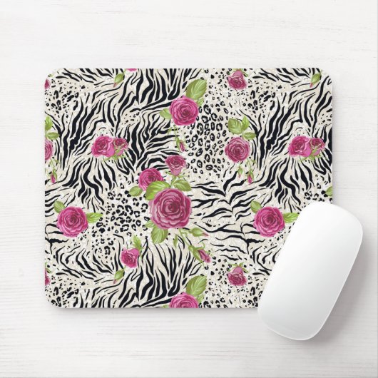 Rosen auf Tiermuster Mousepad (Mit Mouse)