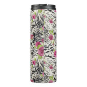 Rosen auf Tiermuster Thermosbecher (Rückseite)