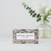 Rosen auf Tiermuster Visitenkarte (Stehend Vorderseite)