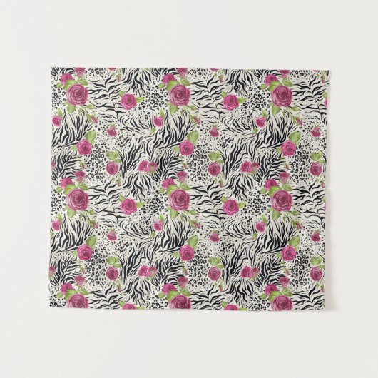 Rosen auf Tiermuster Wandteppich (Vorderseite (Horizontal))