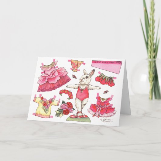 Rosen-Ballerina-Papier-Puppen-Geburtstags-Karte Karte (Vorderseite)