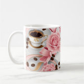 Rosen, Bänder, Bogen, Monogramme, elegant rosa Kaffeetasse (Links)