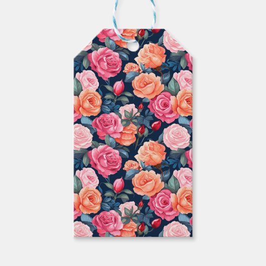 Rosen blühende Blumen Muster-80037 Geschenkanhänger (Vorderseite)