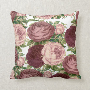 Rosen-Blumen Burgunders Vintagen Land Chic rosa Kissen