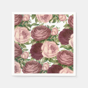 Rosen-Blumen Burgunders Vintagen Land Chic rosa Serviette
