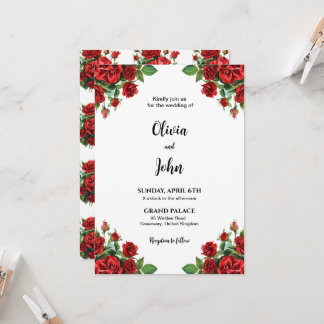 Rosen-Blumen-Hochzeitseinladungsvorlage, druckbar Einladung