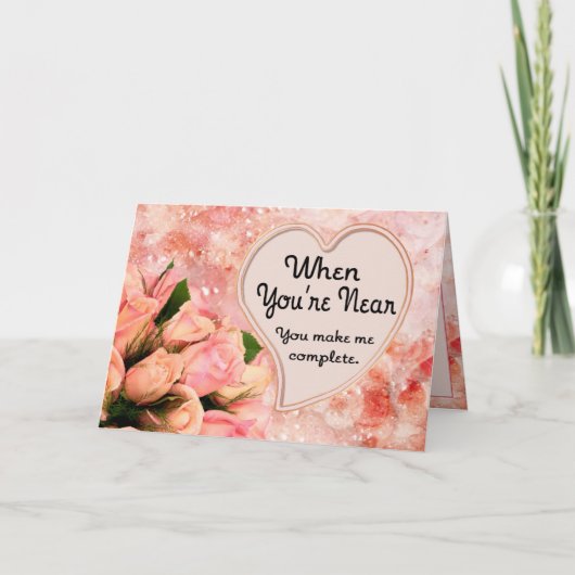 Rosen-Blumenblatt-Herz - Innere-Vers Feiertagskarte (Vorderseite)