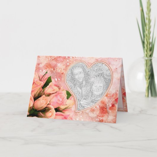 Rosen-Blumenblatt-Herz - Innere-Vers - Schablone Karte (Vorderseite)