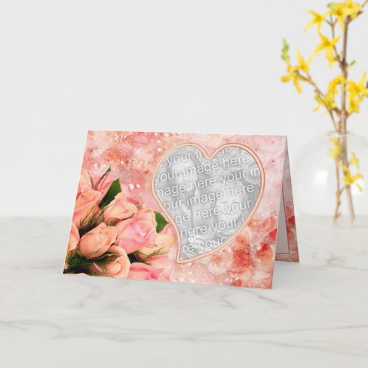 Rosen-Blumenblatt-Herz - Innere-Vers - Schablone Karte (Gelbe Blume)