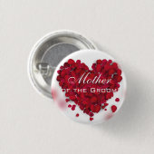 Rosen-Blumenblatt-Liebe-Herz-Mutter des Bräutigams Button (Vorne & Hinten)