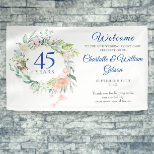 Rosen-Blumengirlande 45. 65. Hochzeitstag Willkomm Banner
