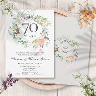 Rosen-Blumengirlande 70. Hochzeitstag Einladung