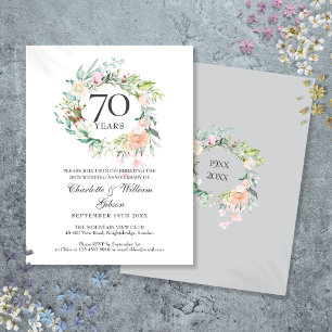Rosen-Blumengirlande 70. Hochzeitstag Einladungspostkarte