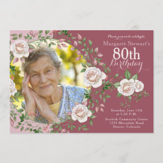 Rosen-Blumenkranz Foto Geburtstag Einladung