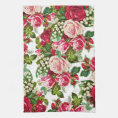 Rosen-Blumenmuster des Chic Vintages rotes rosa Handtuch (Vertikal)