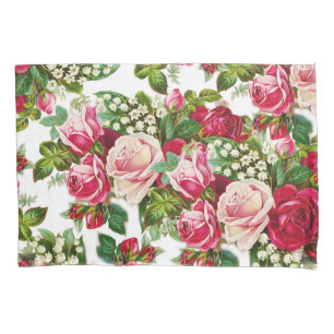Rosen-Blumenmuster des Chic Vintages rotes rosa Kissenbezug