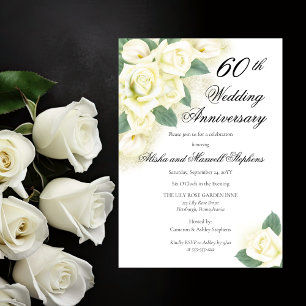 Rosen Blumenstrauß 60. Hochzeitstag Party Einladung