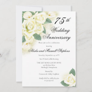 Rosen-Blumenstrauß 75. Hochzeitstag-Feier Einladung